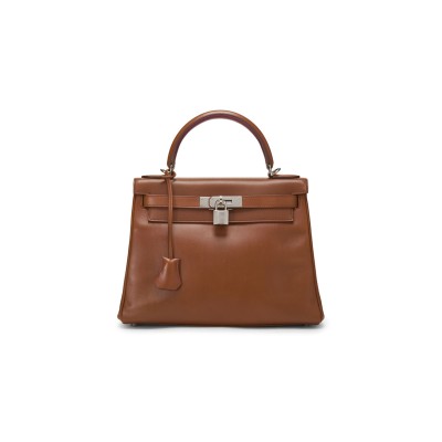 HERMÈS KELLY 28 FAUVE BARENIA PALLADIUM HARDWARE (28*22*10cm)